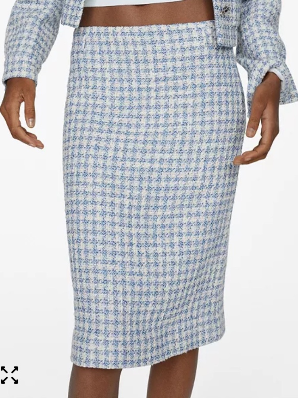 Classic Light Blue Tweed Pencil Skirt - Picture 2 of 6